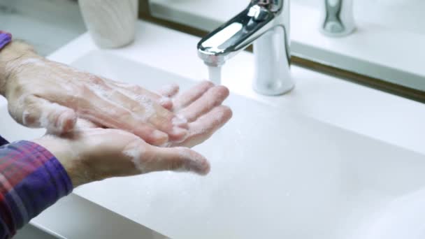 Travel Prevention Corona Virus Wash Hands Soap Hot Water Hand — Stock Video
