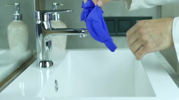 Wash Hands Soap Tap Water Wash Away Dirt Germs Bacteria — Stock Video