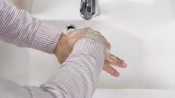 Lavare Mani Sotto Rubinetto Con Acqua Sapone Pulizia Lavare Germi — Video Stock