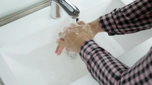 Vue Dessus Lavage Des Mains Avec Savon Lavage Des Germes — Video