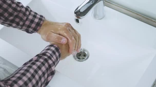 Laver Les Mains Sous Robinet Avec Eau Prendre Soin Propreté — Video