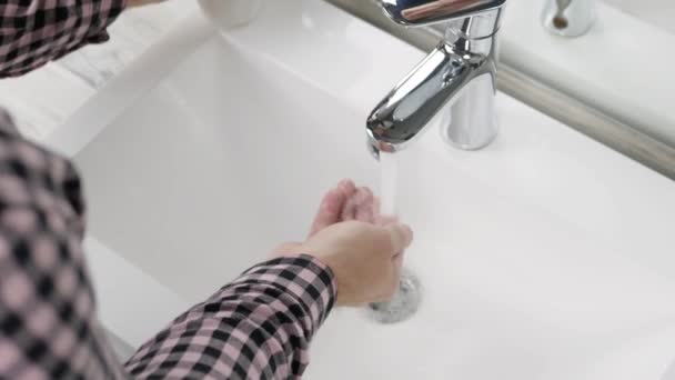 Wash Hands Rub Thoroughly Soap Rinse Dirt Take Care Human — Stock Video