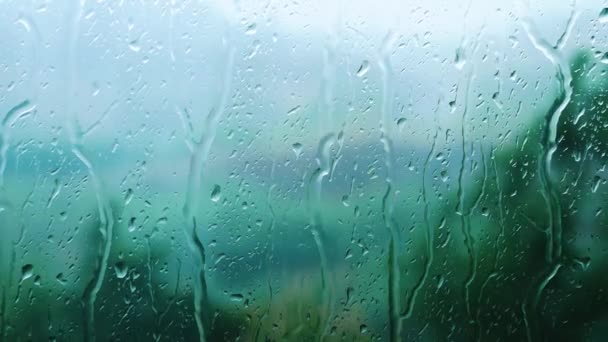 Raindrops Flow Window Glass Beautiful Drops Video Wallpaper Drops Background — Stock Video