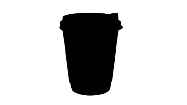 Silhueta Copo Plástico Para Café Isolado Fundo Branco Close Vidro — Fotografia de Stock