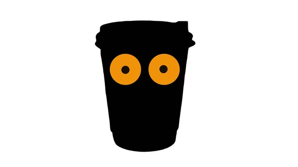 Illustration Einer Kaffeetasse Kaffee Isoliert Auf Weiß Zeichentrickfigur Mit Augen — Stockfoto