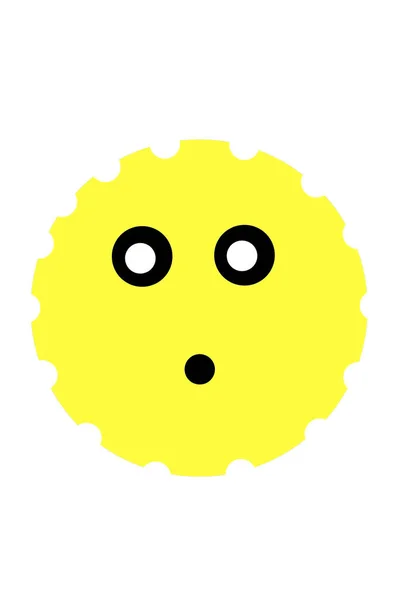 目を持つ黄色のボールと白に隔離された驚きの顔 目と口を持つ黄色のボール 感情を持つ文字 — ストック写真