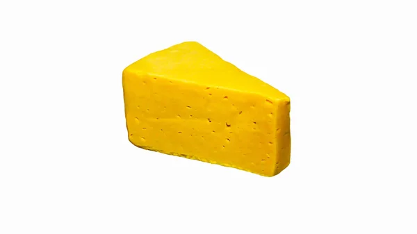 Tvrdý Sýr Izolovaný Bílém Sýrová Krychle Zblízka — Stock fotografie