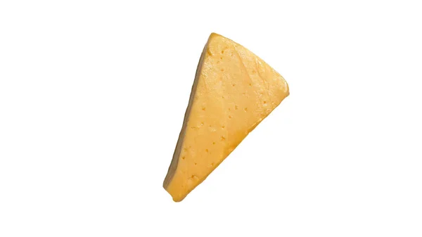Σκληρό Τυρί Πάνω Όψη Απομονώνονται Λευκό Ολλανδικό Πρωτότυπο Τυρί Close — Φωτογραφία Αρχείου