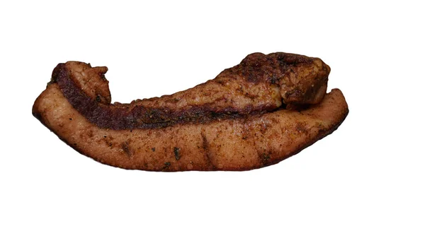 Smoked Lard White Isolated Closeup Appetizing Slice Lard — Stock Photo, Image