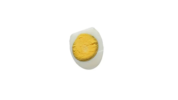 Cutaway Uovo Pollo Sodo Vista Dall Alto Isolato Sfondo Bianco — Foto Stock