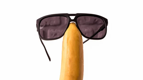 Γυαλιά Ηλίου Ένα Κεφάλι Φρούτων Απομονωμένα Λευκό Αστεία Μπανάνα Γυαλιά — Φωτογραφία Αρχείου