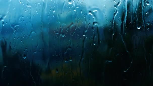 Капли Дождя Стекают Окнам Грозовые Капли Стекают Стеклу Дождь Вода — стоковое видео