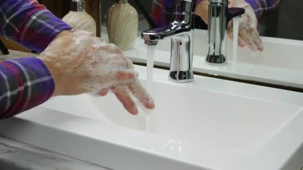 Umyć Ręce Brud Rąk Pod Kranem Wodą Zbliżenie Mycia Ręki — Wideo stockowe