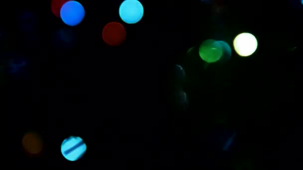 Новогоднее Сияние Черном Фоне Мерцающие Круги Боке Красивые Праздничные Огни — стоковое видео