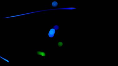 Siyah arkaplanda Bokeh, renkli çemberler, grafik çizgileri, soyut arkaplan.