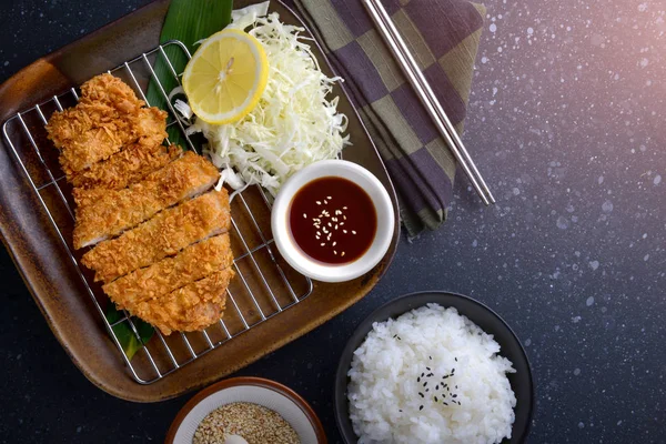 Cerdo Frito Estilo Japonés Nombre Conjunto Tonkatsu —  Fotos de Stock