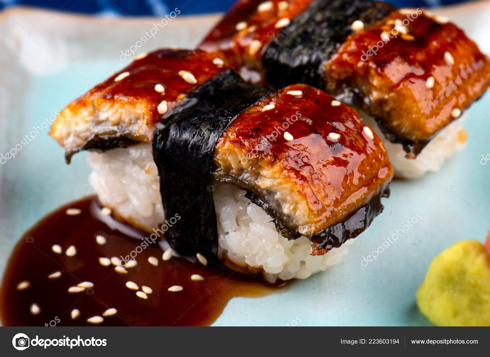 Unagi Sushi Anguilla Giapponese Sushi Taglio Fetta Stile Giapponese Cibo \u2014 Foto Stock