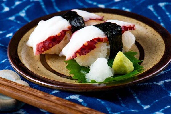 Sushi tako Japanese octopus slice with rice serve in Japanese food style.