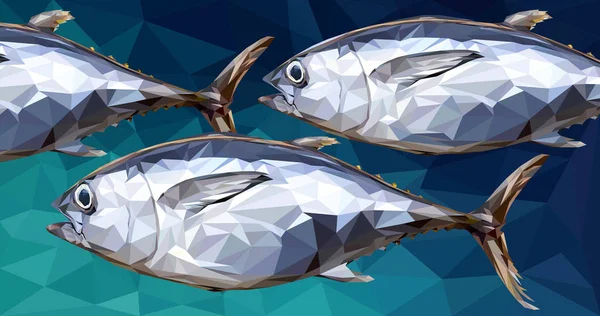 Illustration låg polygona tonfisk fiskar. — Stock vektor