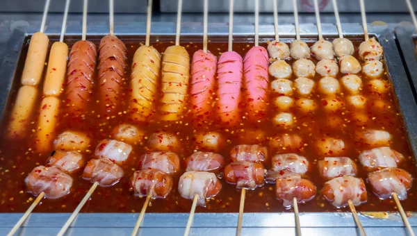 Street skewer food en Tailandia . — Foto de Stock