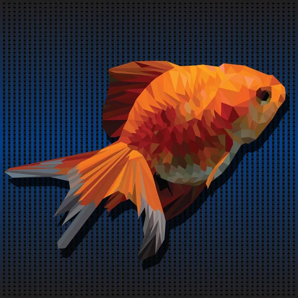 Illustration polygonal 3D of golden fish. — Stock Vector