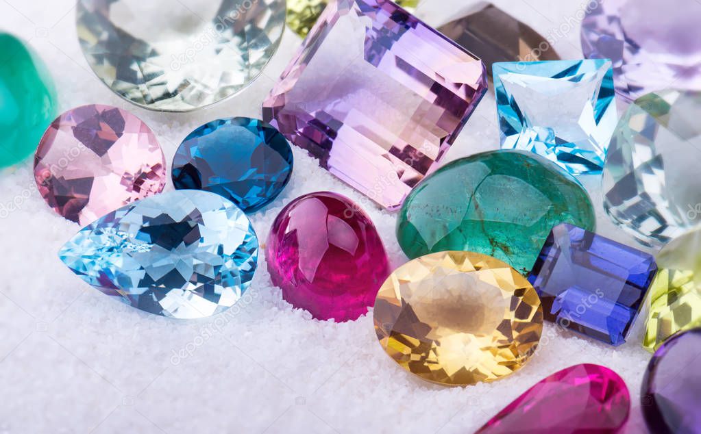Collection mix colorful of gemstones jewelry.