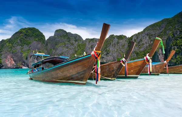 Andaman Mer Phi Phi Leh Maya Île Bateau Queue Longue — Photo