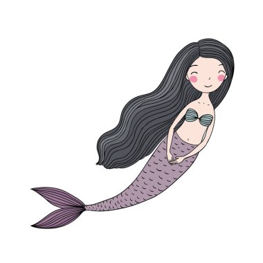 Güzel küçük deniz kızı. Siren. Deniz Tema.