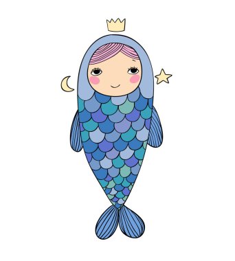 Güzel küçük deniz kızı. Siren. Deniz Tema.