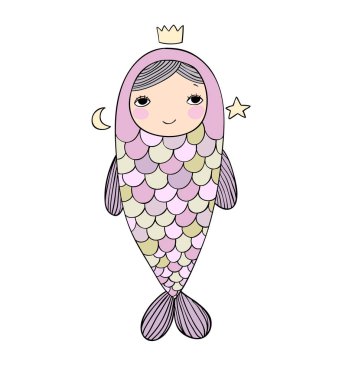 Güzel küçük deniz kızı. Siren. Deniz Tema.