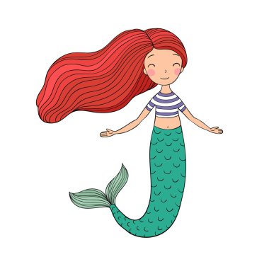 Güzel küçük deniz kızı. Siren. Deniz Tema.