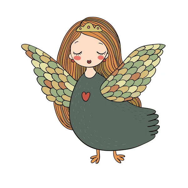 Fille Sirin. Oiseau mythologique. Folklorique russe . — Image vectorielle