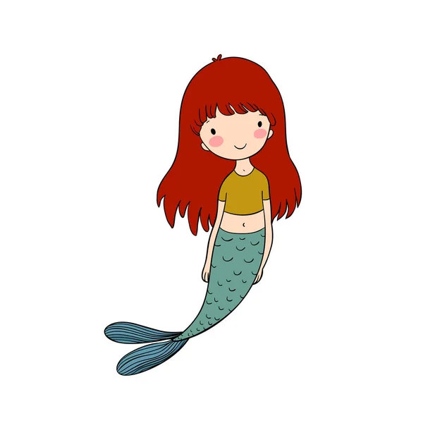 Beautiful little mermaid. Siren. Sea theme. — Stock Vector