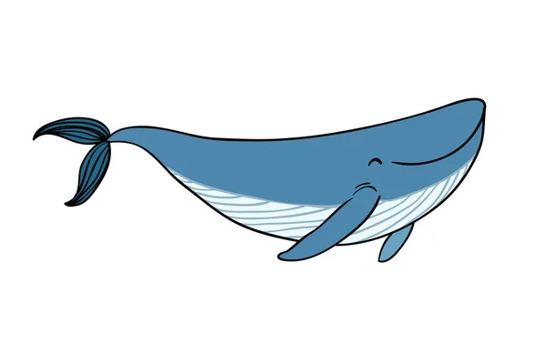 Ein Kleiner Karikaturwal Schöne Kleine Fische Tiere Des Meeres — Stockvektor