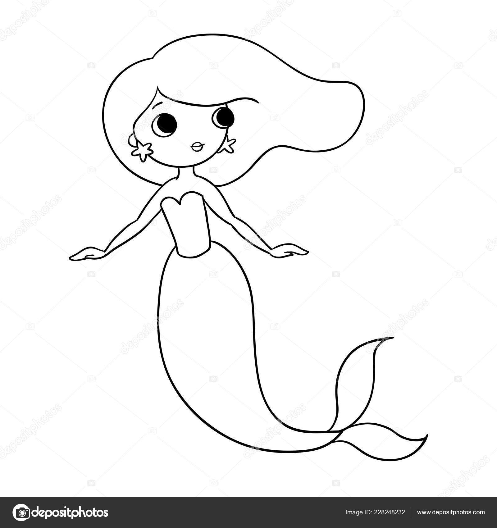 mignon dessin animé petite sirène sirène thème mer vecteur par