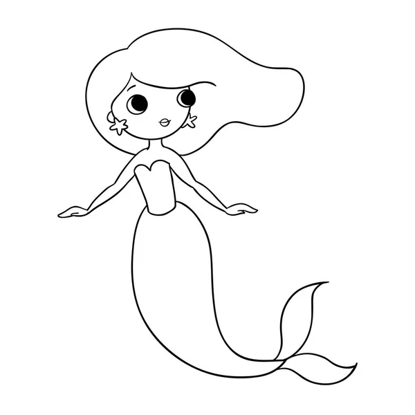 Cute cartoon little mermaid. Siren. Sea theme. — Stock Vector