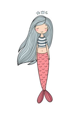 Güzel küçük deniz kızı. Siren. Deniz Tema.