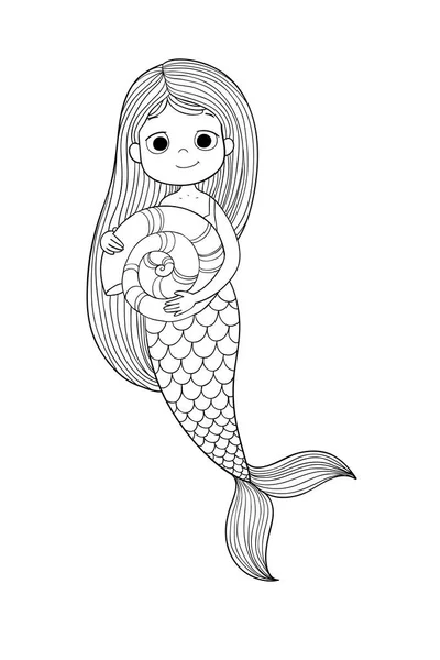 Mignon dessin animé petite sirène. Sirène. Thème mer . — Image vectorielle