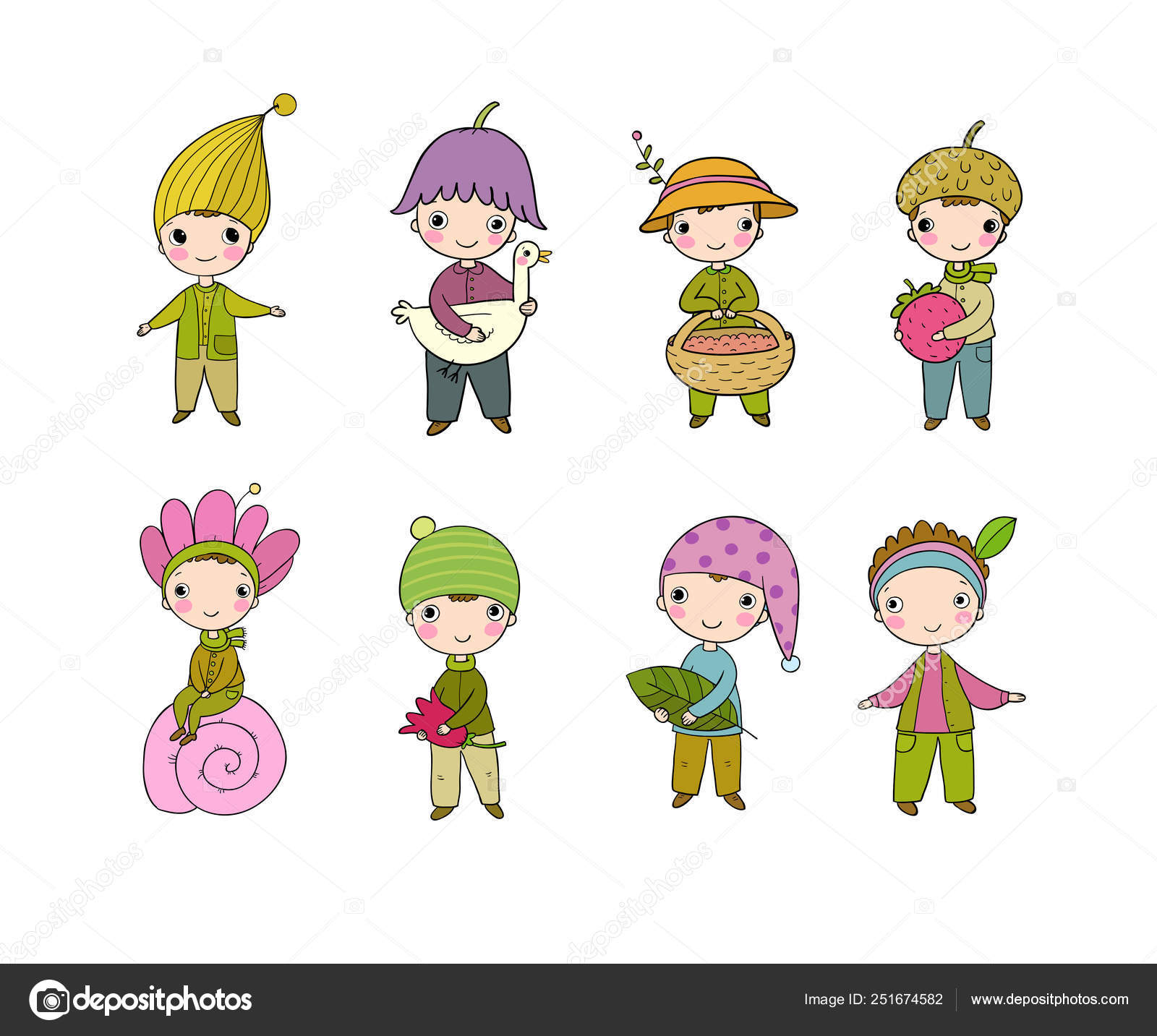 Cute funny cartoon garden gnomes. Funny elves Stock Vector Image by  ©Natasha_Chetkova #251674582
