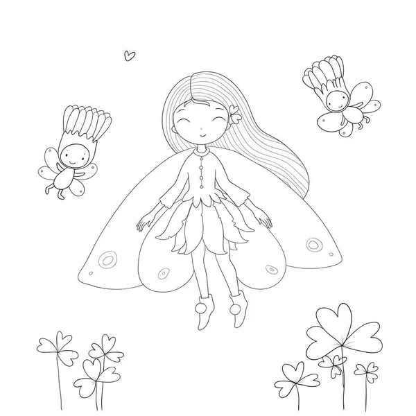 Cute little fairy. Princess and wood elves - Vector — Stock Vector