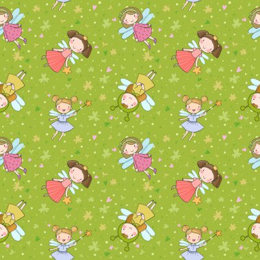 Şirin çizgi film perileri desenli. Peri periler. Çocuk illüstrasyonu. Diş Perisi