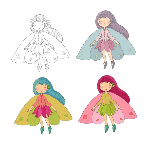 Cute little fairy. Princess and wood elves — Stock Vector