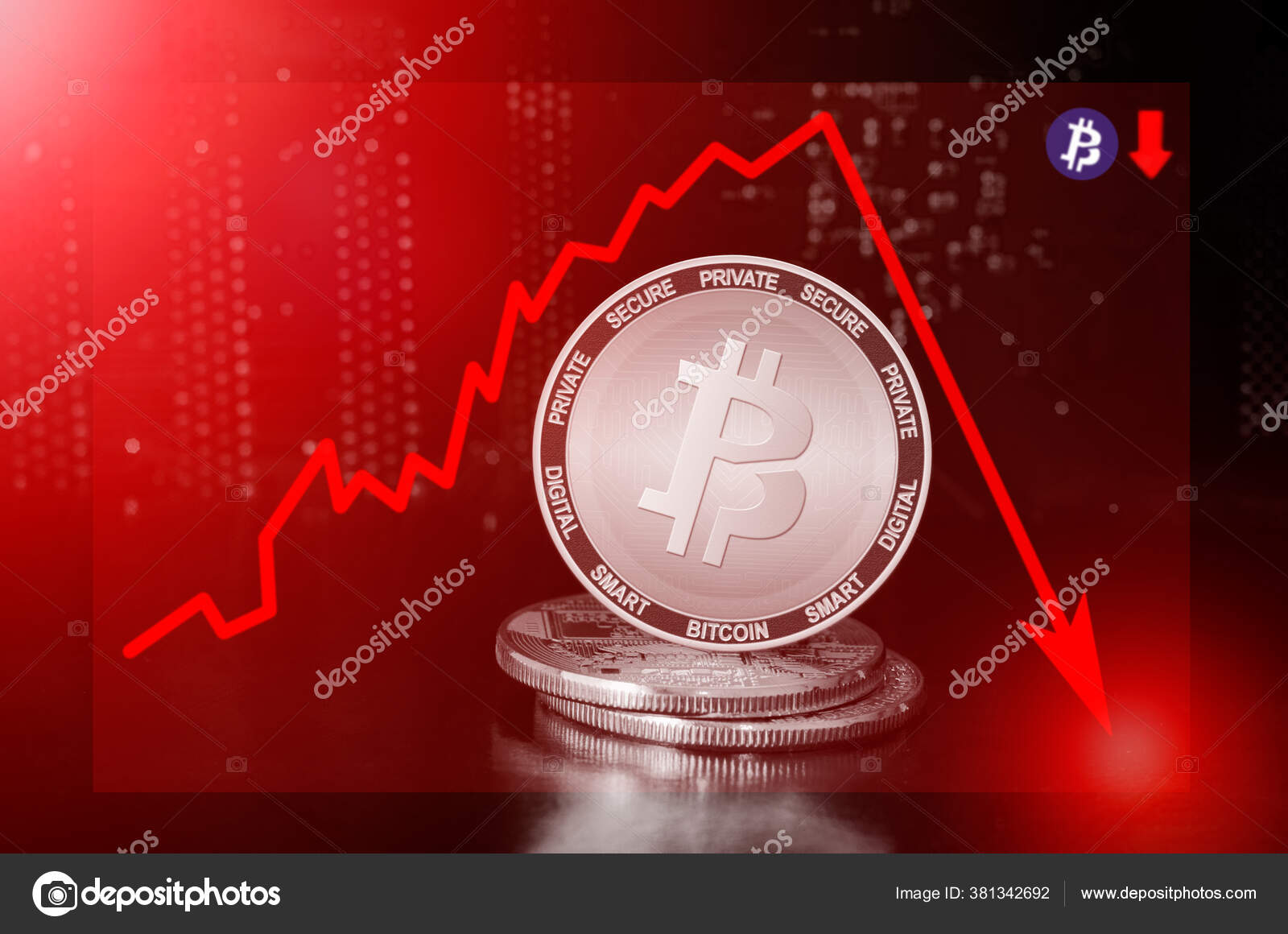 Bitcoin Private Cryptocurrency Value Price Fall Drop Bitcoin Private Price  — Stock Photo © AlekseyIvanov #381342692