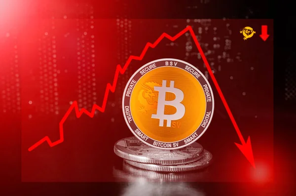 Bitcoin Bsv Cryptocurrency Value Price Fall Drop Bitcoin Price — Stock Photo, Image