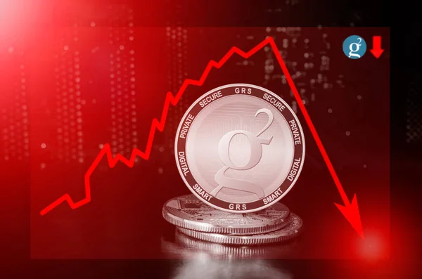 Groestlcoin Valor Criptomoneda Caída Caída Del Precio Groestlcoin Precio Abajo — Foto de Stock