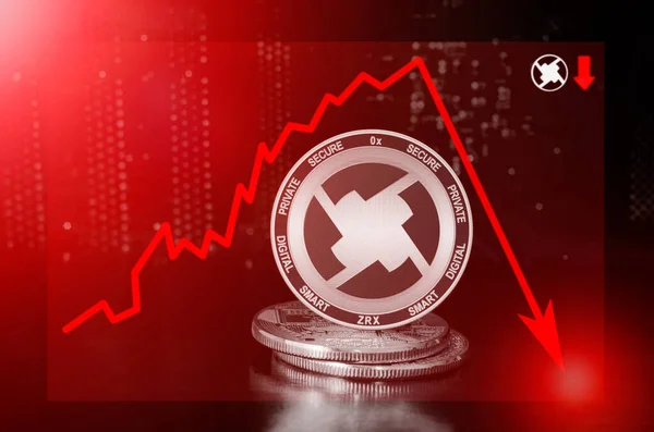 Zrx Kryptowährungskurs Fällt Preis Fällt — Stockfoto