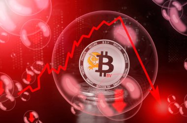 Bir sabun köpüğünde Bitcoin SV (BSV). Bitcoin SV 'ye yatırım yapmanın tehlikeleri ve riskleri. Döviz kurunun düşüşü. Kararsız konsept