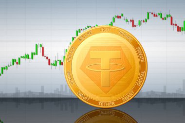 Tether cryptocurrency; tether usdt coin clipart
