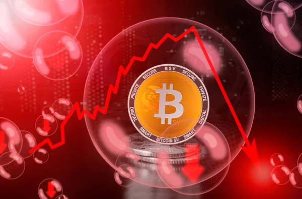 Bitcoin Bsv Soap Bubble Risks Dangers Investing Bitcoin Collapse Exchange — Stock Photo, Image