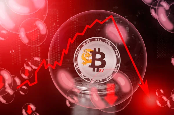 Bitcoin Bsv Soap Bubble Risks Dangers Investing Bitcoin Collapse Exchange — Stock Photo, Image